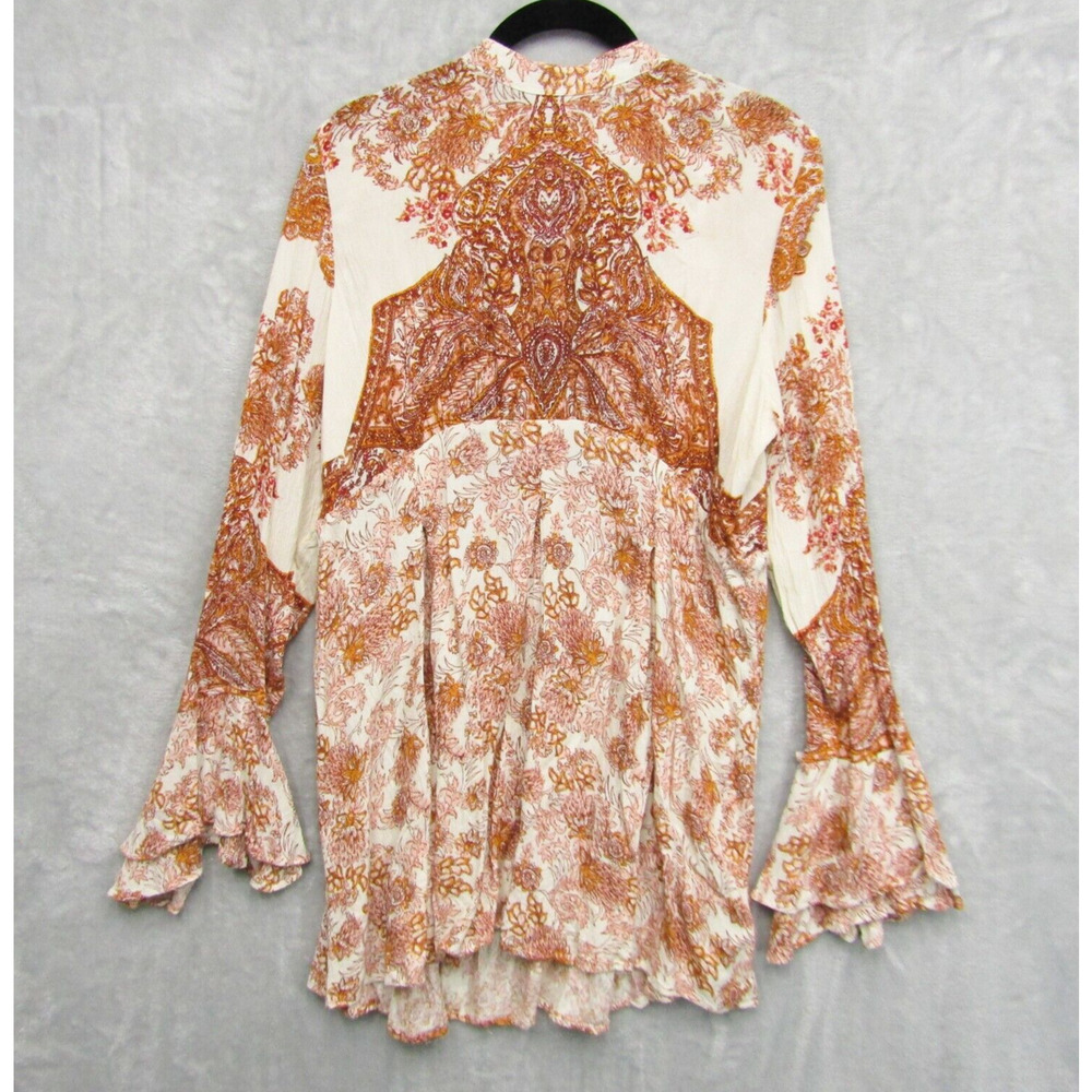 Free People Cream and Rust Paisley Mini Dress